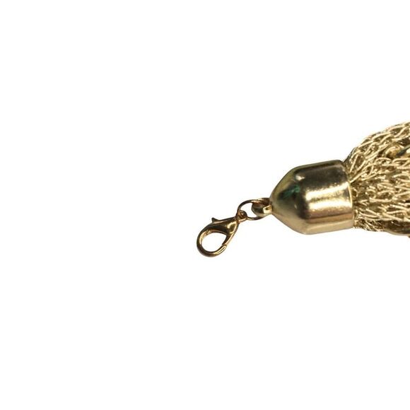 Bold Bracelet Gold Tone Chain and Fabric Mesh Chunky Wide Statement Mob Wife - Picture 4 of 6